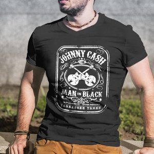 Retro The Man In Black - Johnny Tee Cash Love Outlaw Music